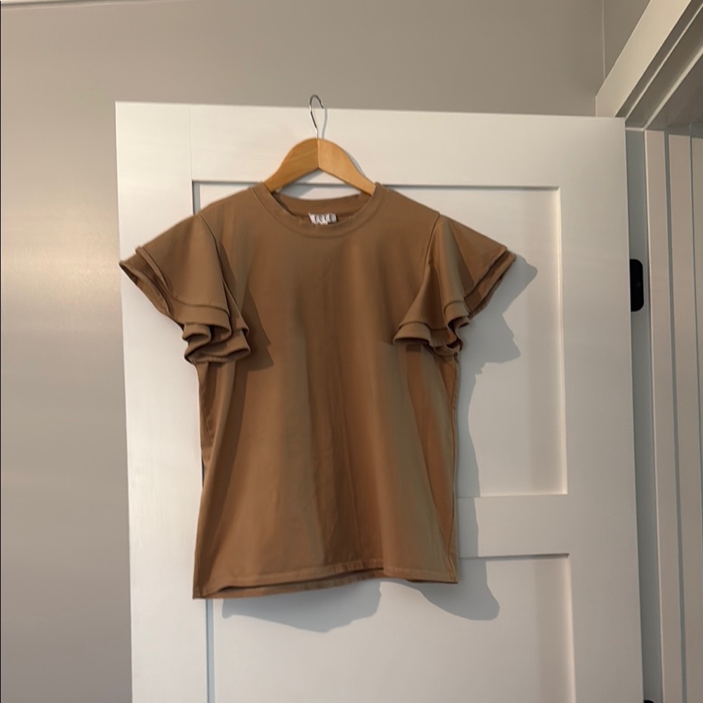 TCEC Brown Flutter Sleeve Boxy T-Shirt